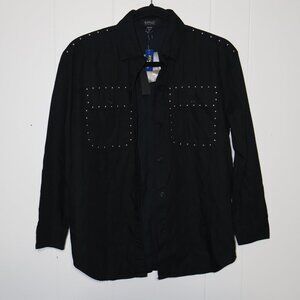 Buffalo David Bitton Studded Button-Down Shirt – Black (Women’s XS)